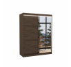 Tolóajtós szekrény, tükörrel és LED világítással JORDI 150 Choco+Choco