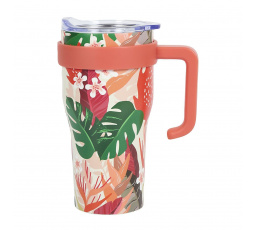 Mini Miami Floral termoszbögre piros fogantyúval