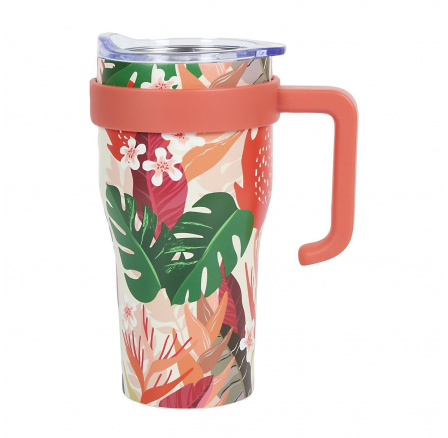 Mini Miami Floral termoszbögre piros fogantyúval