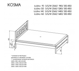 Ágy "KOSMA" - Váz színe: természetes fenyő