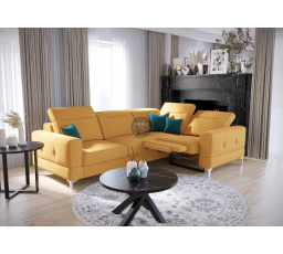 NAROŻNIK MALIBU RELAX Z FUNKCJĄ SPANIA 185x250 CM - prawa , Odcienie żółtego