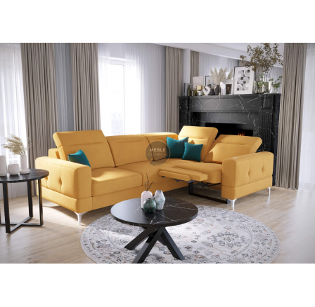 NAROŻNIK MALIBU RELAX Z FUNKCJĄ SPANIA 185x250 CM - prawa , Odcienie żółtego