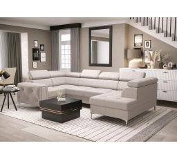 NAROŻNIK ORION MAX II Z FUNKCJĄ SPANIA 165X350X185 CM - Odcienie beżu , lewa