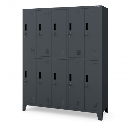 Fém zárható ruhásszekrény 10 rekesszel antracit színben: BARTEK 1360 x 1720 x 450 mm