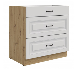 Dolní skříňka STELLO - 80 D 3S BB, Dub Artisan/Bílý mat