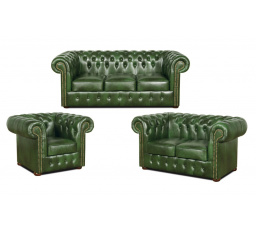 Sedací souprava Chesterfield Classic 3+2+1 kůže zelená