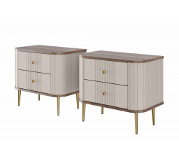 Zestaw szafek nocnych Vesper 56 cm - kaszmir / orzech / złote nogi