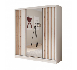 Tolóajtós és tükrös ruhásszekrény Ida 200 Fehér+Fehér