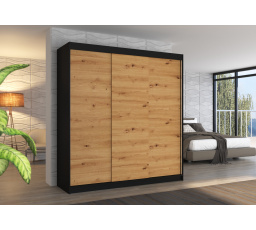 Tolóajtós szekrény MEGAN 200 Fekete+Artisan