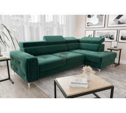 NAROŻNIK Z FUNKCJĄ SPANIA ORION 165X255 - Odcienie zieleni , prawa