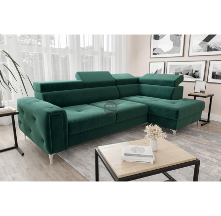 NAROŻNIK Z FUNKCJĄ SPANIA ORION 165X255 - Odcienie zieleni , prawa