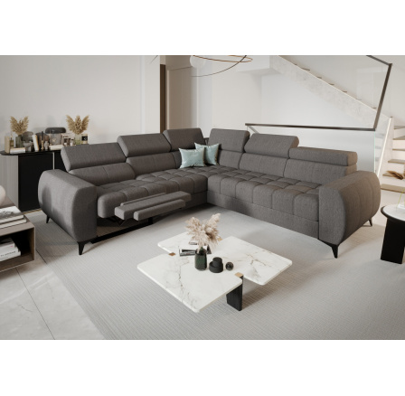 NAROŻNIK ROZKŁADANY PORTO II RELAX 255X258 CM - lewa , Odcienie szarości