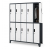 Antracit-fehér szekrény 10 dobozzal: BARTEK, 1360 x 1720 x 450 mm