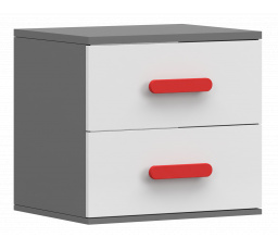 SMYK II - 22 éjjeliszekrény - Szürke/Fehér/Piros