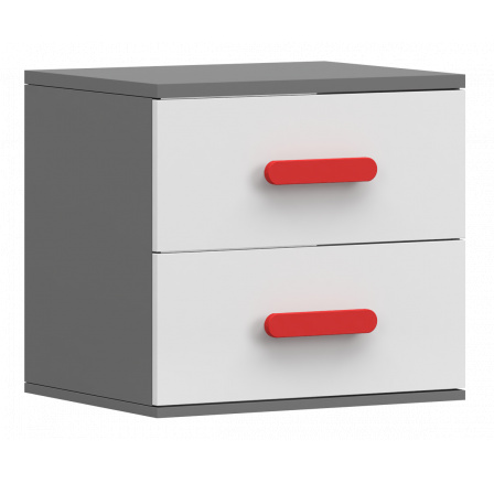 SMYK II - 22 éjjeliszekrény - Szürke/Fehér/Piros