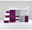 Patrová postel PARADISE 4S, Bílá Fialová lesk