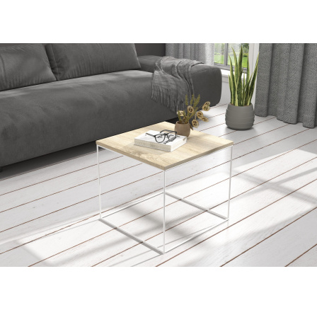 ELENA dohányzóasztal 50x50 Fehér+Sonoma