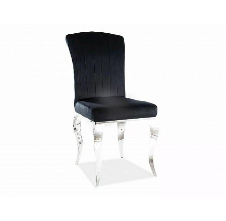 PRINCE étkezőszék, fekete kárpit 186/fém, króm