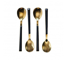 Charlotte desszertkanál készlet, 4 darab, arany/fekete