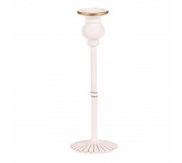 Fém gyertyatartó - 24 cm, kúpos gyertyához, fehér