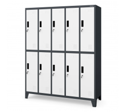 Antracit-fehér szekrény 10 dobozzal: BARTEK, 1360 x 1720 x 450 mm