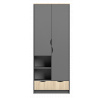2 ajtós szekrény - JOY II 06, Szürke/Dub Artisan