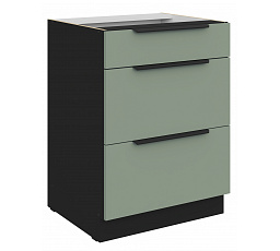 Dolní skříňka ARIA - 60 D 3S BB, Černá/Aquamarine